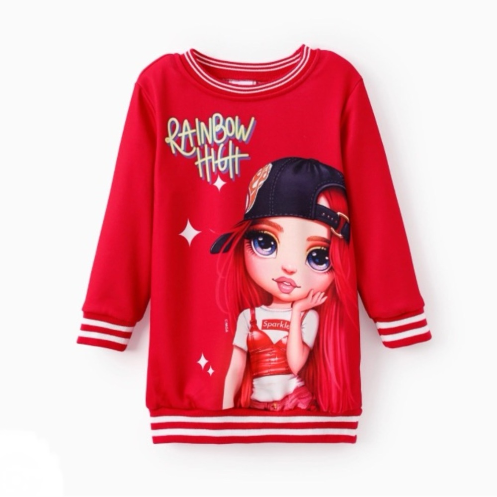 PatPat Red Rainbow High Sweatshirt